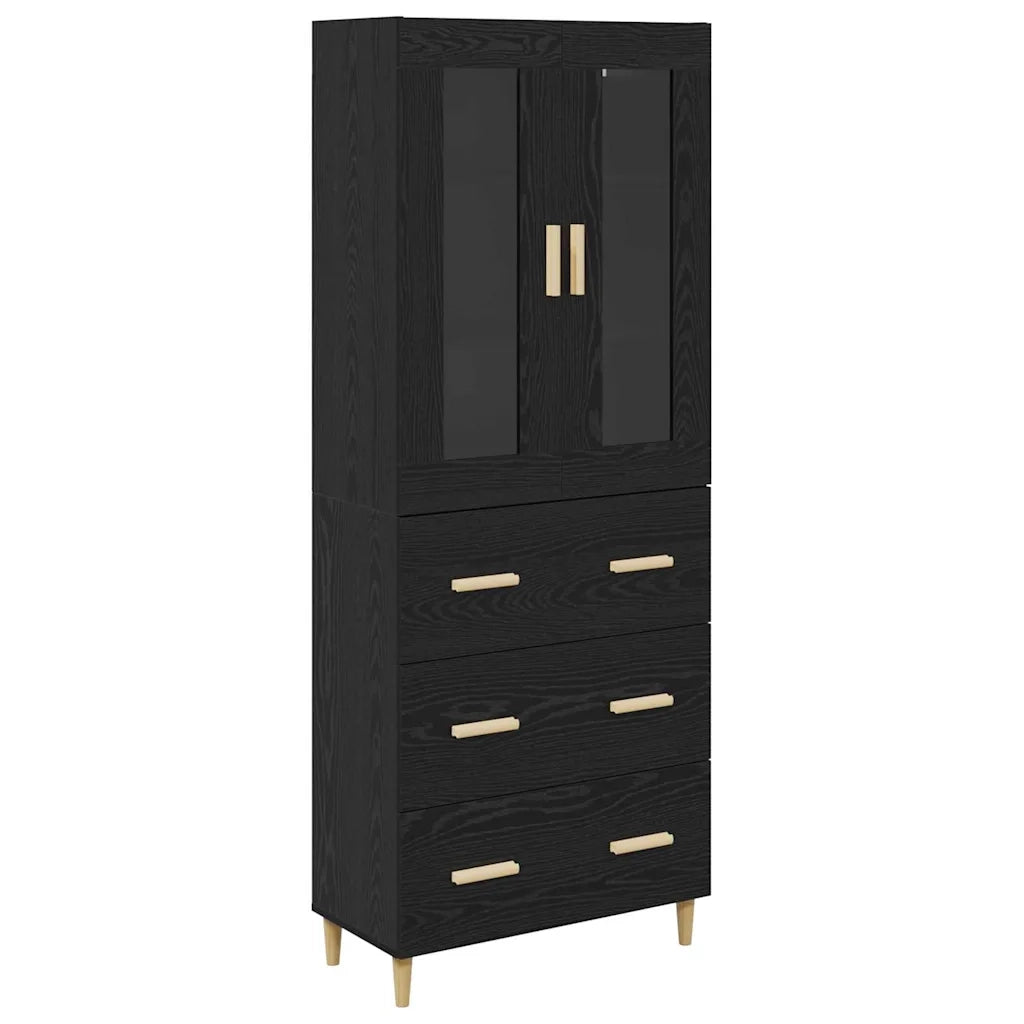 Credenza con Cassetto-Buffet-Armadio da cucina Rovere Nero 69,5 x 34 x 180 cm 361865