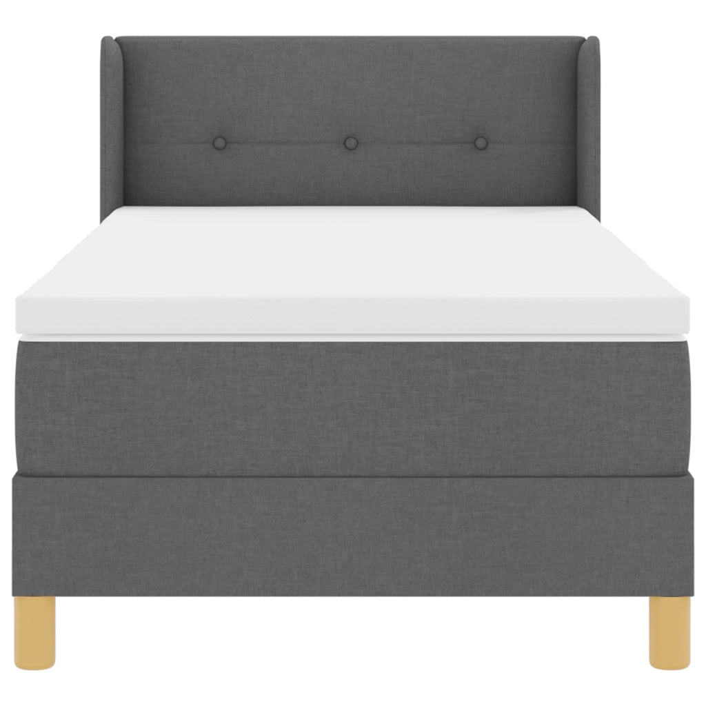 Letto con Box Spring e Materasso Grigio Scuro 90x190 cm Tessuto