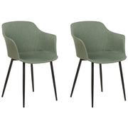 Set di 2 sedie da pranzo in tessuto verde scuro imbottito con gambe nere Stile retrò Mobili per il soggiorno