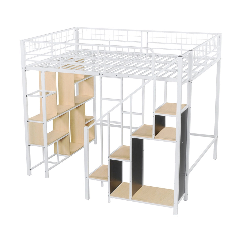 Letto a soppalco multifunzionale - Xylo - 140x200 cm - Bianco - Spazio di archiviazione