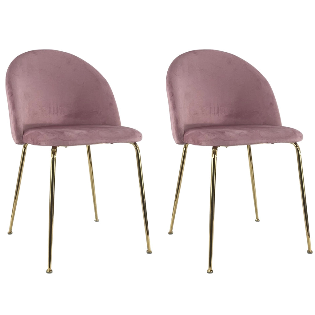 Marvin Sedia in Velluto e Oro Oslo da Sala Pranzo Con Gambe Metallo Dorate Seduta Imbottita Sedie Poltronci Rosa/2 Sedie