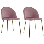Marvin Sedia in Velluto e Oro Oslo da Sala Pranzo Con Gambe Metallo Dorate Seduta Imbottita Sedie Poltronci Rosa/2 Sedie