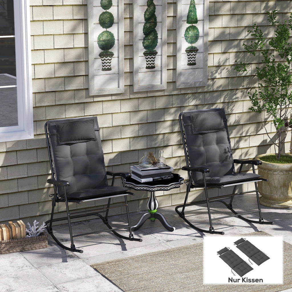 Set di 2 cuscini per sdraio Sniper idropellente cuscino per sdraio da giardino Cuscino 50x116x5 cm; grigio scuro