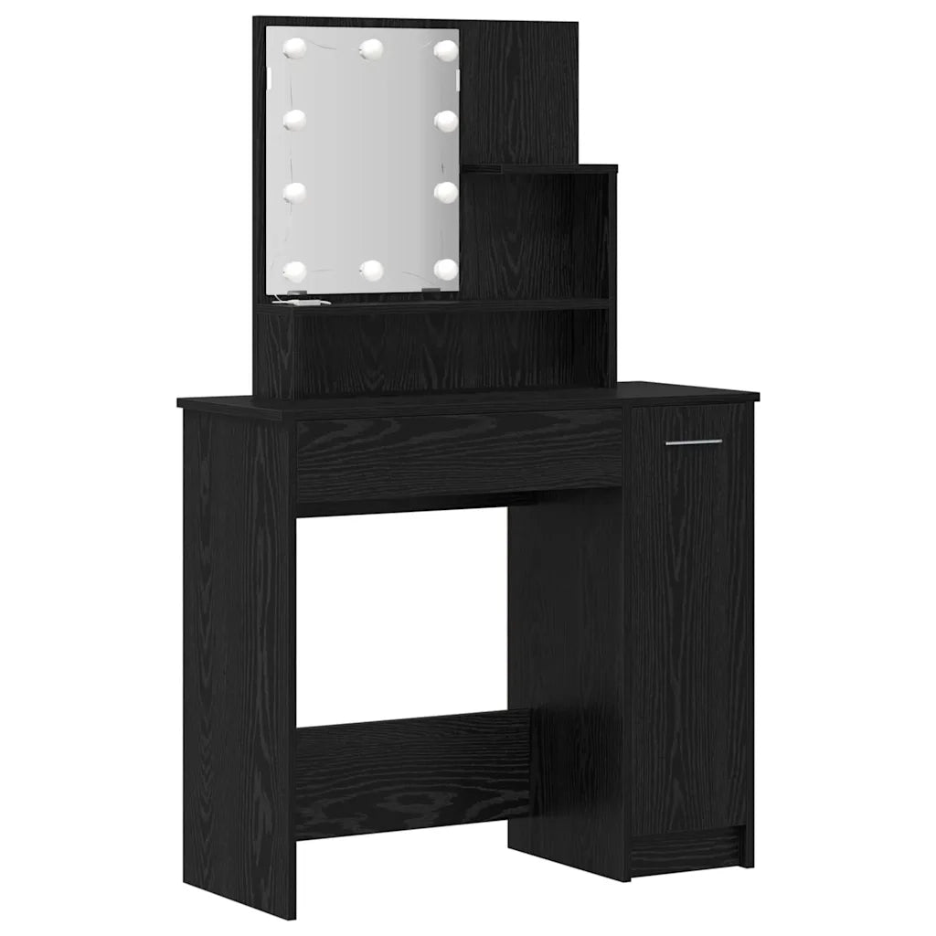vidaXL Set Tavolo da Trucco Rovere nero 86.5 x 35 x 136 cm