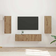 Set mobile TV 2 pz-Credenza per TV Rovere artigianale Legno multistrato