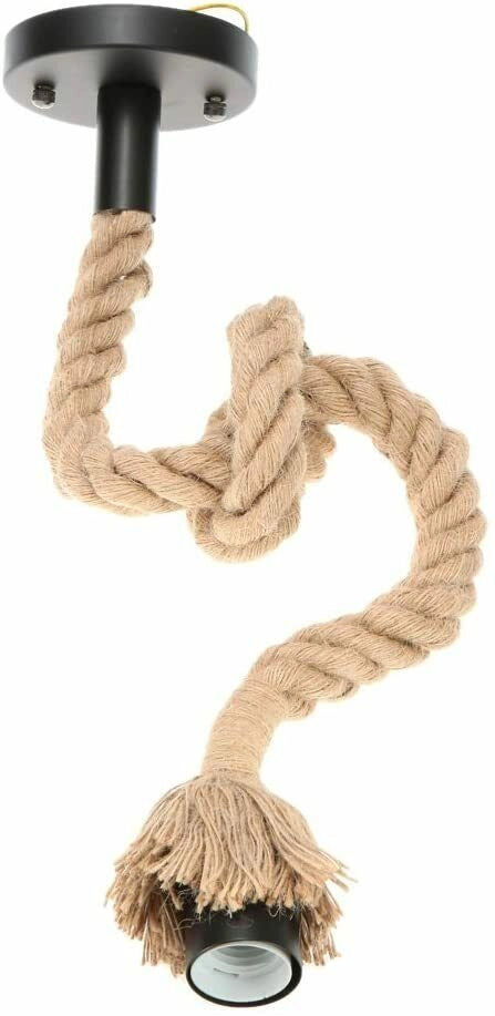 PORTALAMPADA E27 LAMPADARIO DA SOFFITTO IN CORDA VINTAGE PENDENTE 1.5 MT