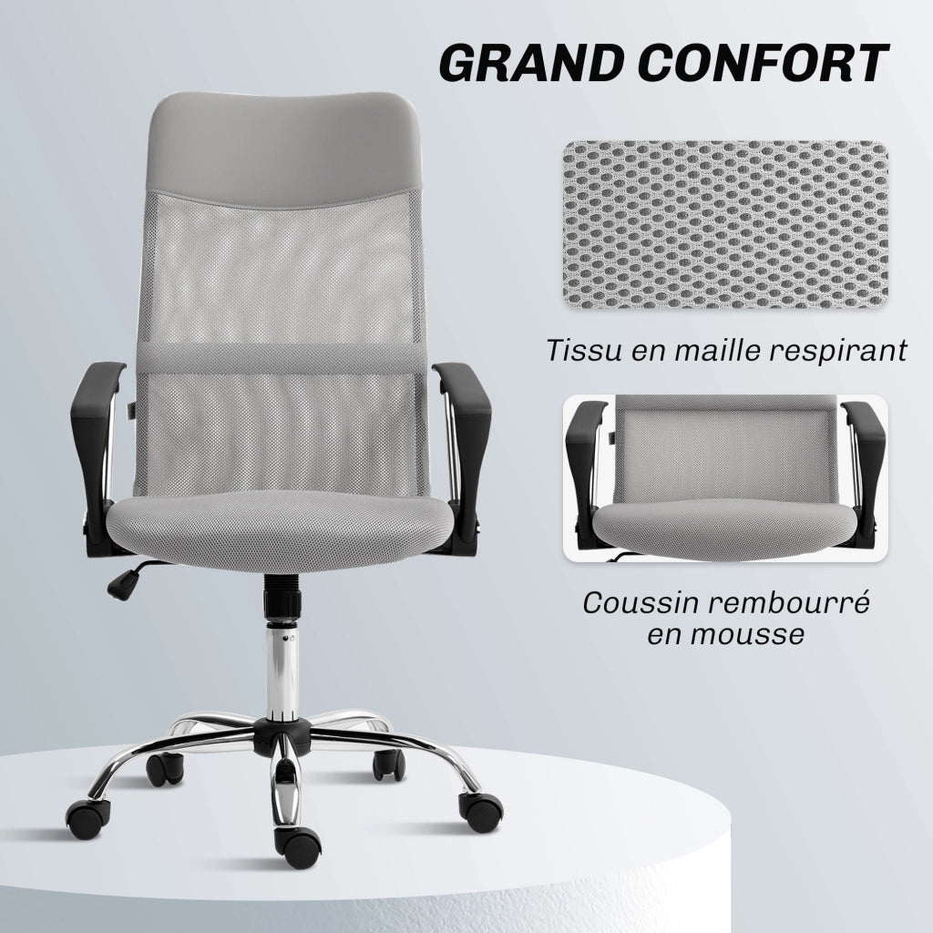 Sedia da ufficio manager ¨C Xylo ¨C schienale ergonomico tessuto a maglia grigio 63x65x119cm