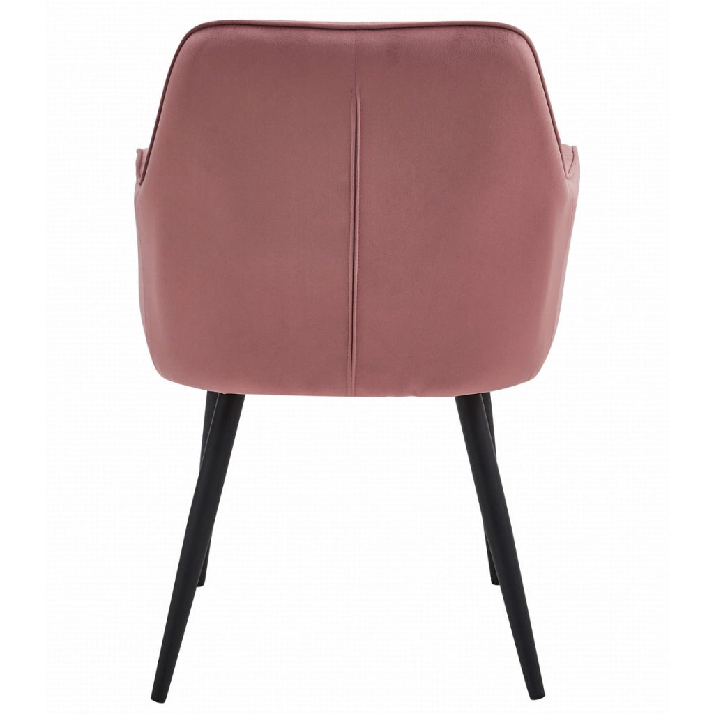 Sedia Jork in velluto rosa antico con gambe nere