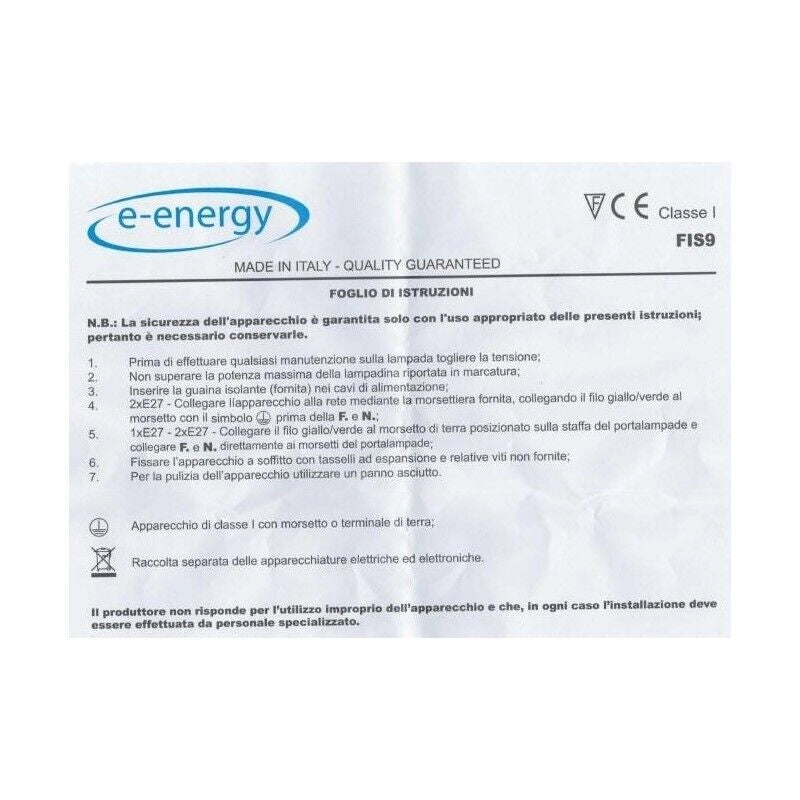 ARON LAMPADA PLAFONIERA 1 LAMPADINA E27 40 CM