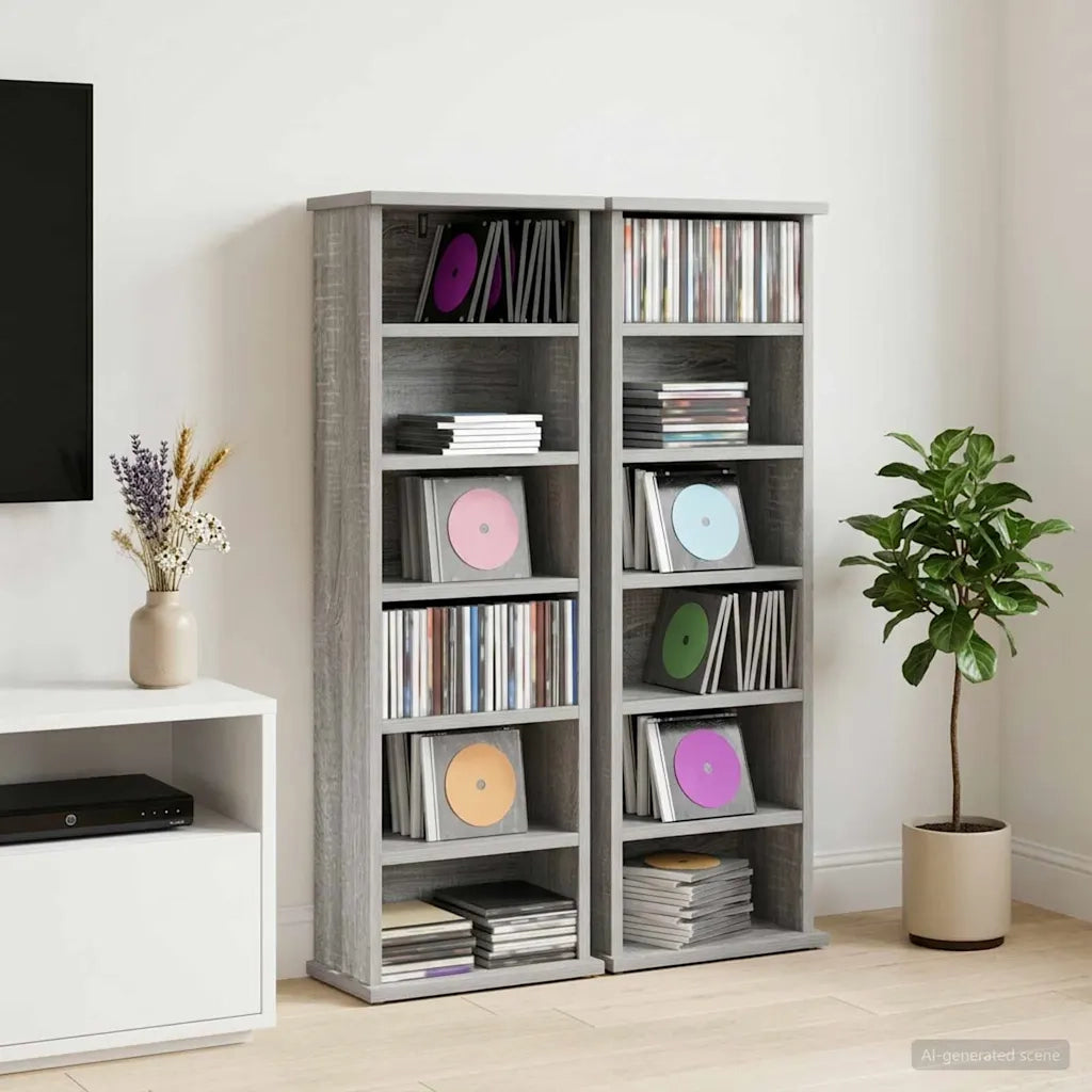 Mobile per CD 2 pz Sonoma grigio 60 x 17 x 92 cm 8012757