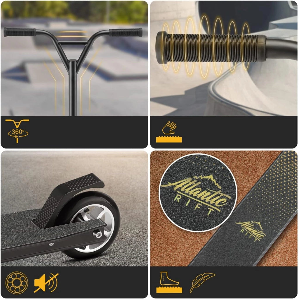 Monopattino Stunt Scooter Freestyle ABEC 9 Ruote in PU Manubrio a 360° Bambini Adulti