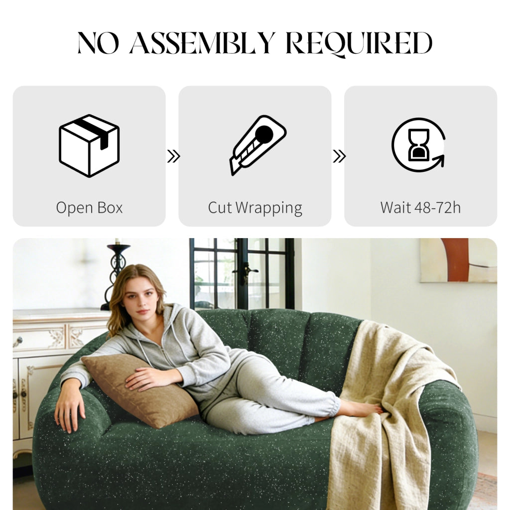 Fauteuil pouf ergonomico in flanella con seduta ampia e design a zampa d'orso per soggiorno camera e lounge verde