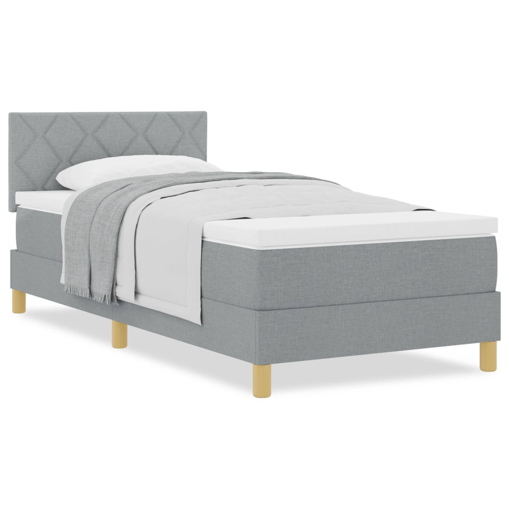 Letto Box Spring con Materasso Grigio Chiaro 90x200 cm Tessuto
