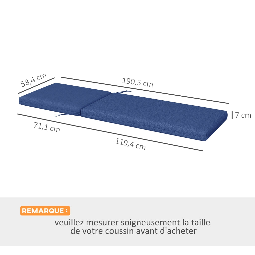 Cuscini per Chaise Longue ¨C zephmum ¨C 2 Pezzi, Blu, con Sangle