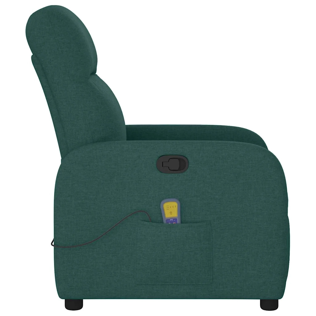 Poltrona Massaggiante Reclinabile Verde Scuro in Tessuto 4015538