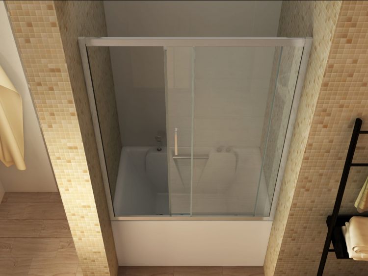 Box doccia per Vasca Sopravasca in vetro da 6 mm 1 lato apertura scorrevole trasparente - Misura: 145 x h150