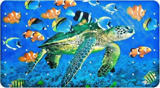 Mat anti-slip per bambini e adulti con pinze e fori di scarico - 37x68 cm, disegno tartaruga