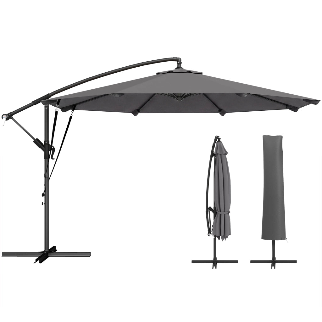 Ombrellone da giardino 300 cm inclinabile con manovella ¨C zephmum ¨C grigio scuro
