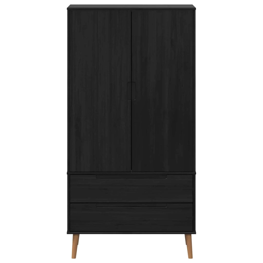 Guardaroba MOLDE Nero 90 x 55 x 175 cm Legno Massello di Pino 42020940