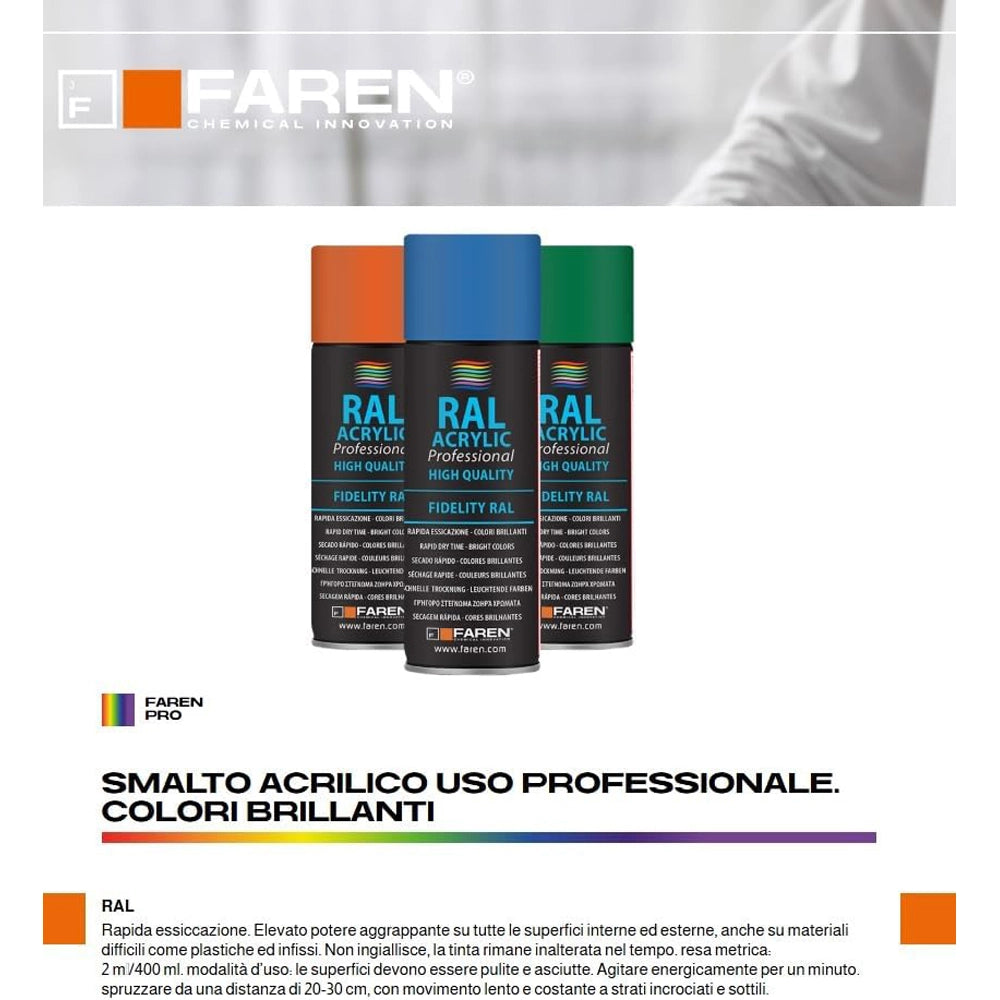 SMALTO ACRILICO USO PROFESSIONALE RAL 9006 COL. ALLUMINIO RUOTE 400ml FAREN