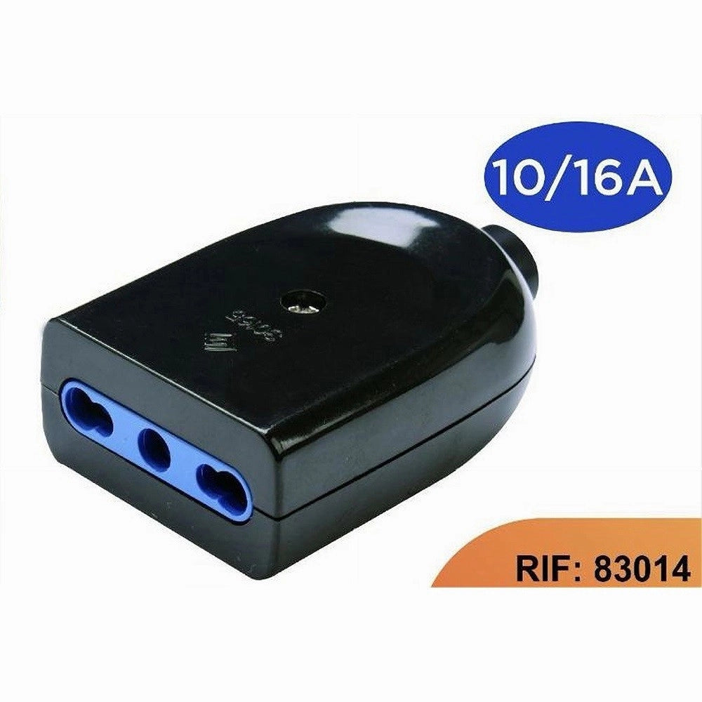 Trade Shop - Presa Bivalente P17/11 Elettrica Bipasso 2p+t 10a/16a 250v Max 1500 W Nera 83014 -