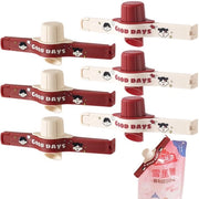 Zakchiuse per alimenti 6 pezzi - Clip ermettico ad aria - Per cibi/snack - Leggero e compatto - Sicuro per contatto alimentare - Colore rosso-beige