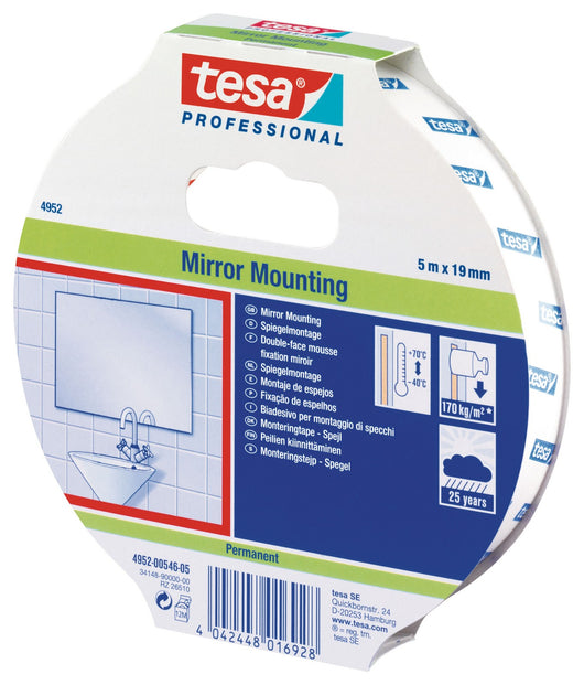 nastro biadesivo x specchi e oggetti pesanti tesa ml 5x19 mm cod:ferx.95784