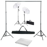 Kit professionale per studio fotografico con fondale bianco luci e ombrelli 02_0001491