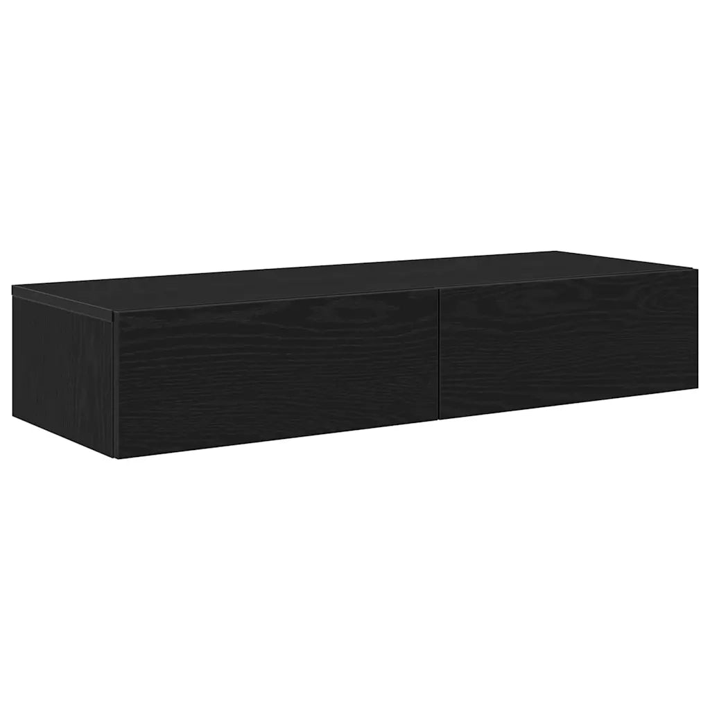 Scaffale a Parete con Cassetti Nero 100x36x19 cm in Truciolato 859987