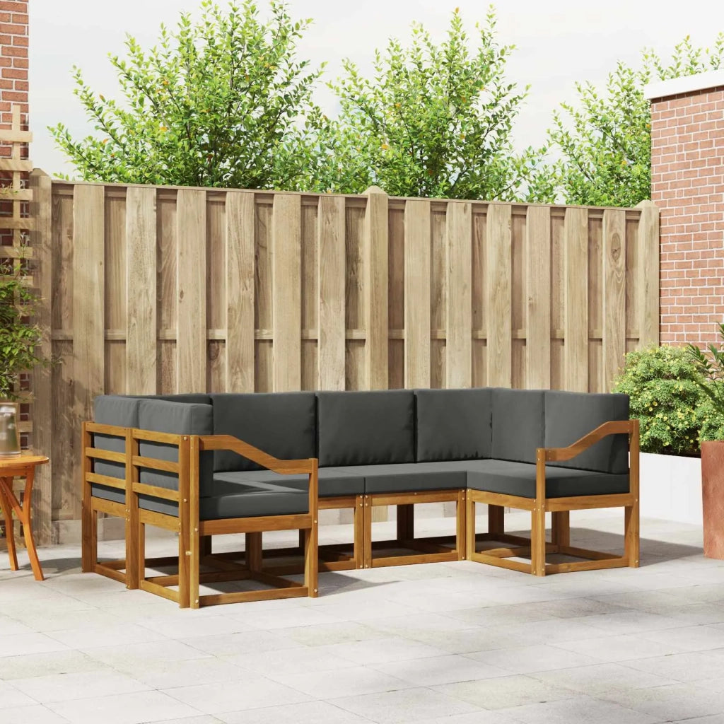 Set di divani da esterno con cuscino 6 pcs Naturale e Antracite