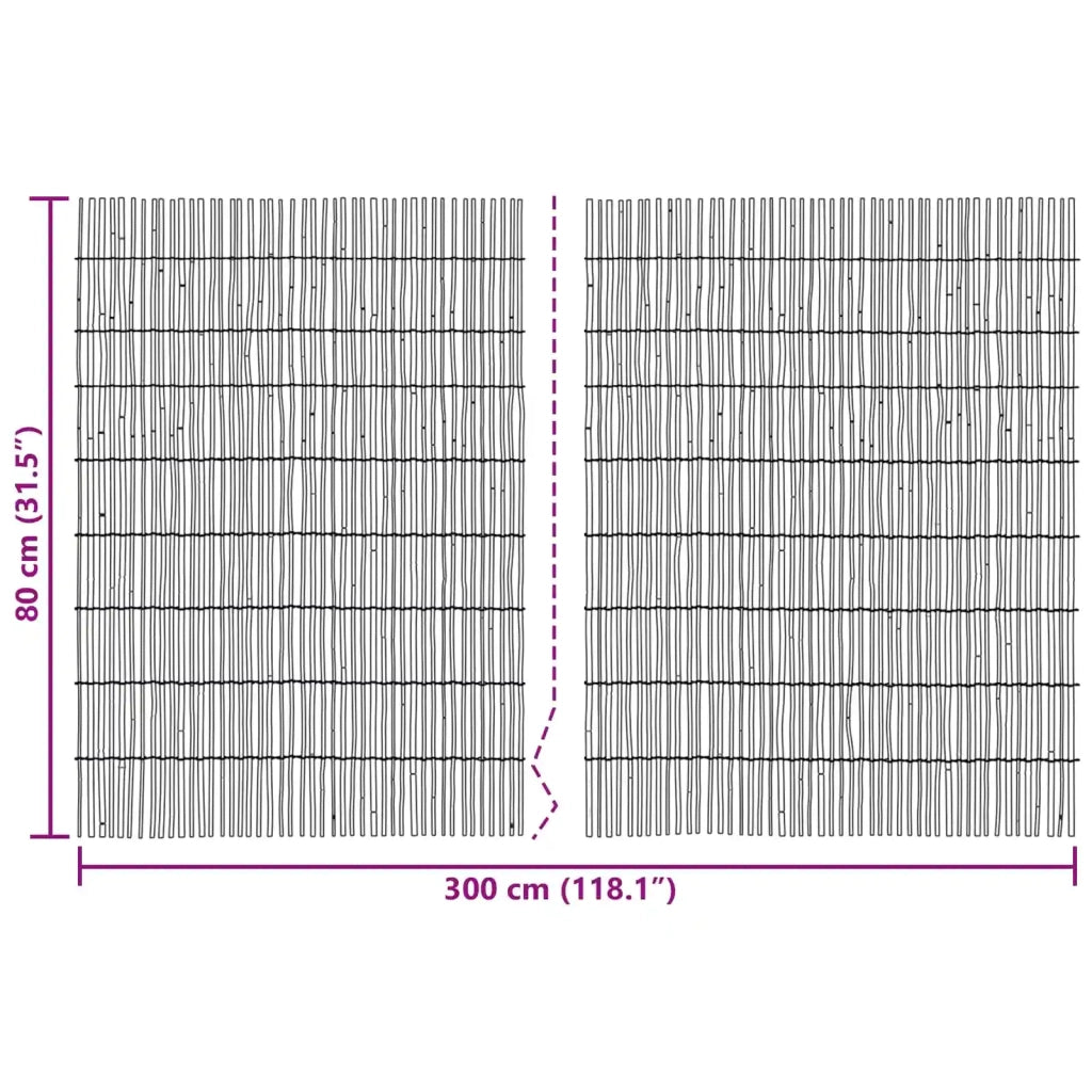Recinzione per Giardino | Recinzione da cortile Carbonizzato 300 x 80 cm Giunco