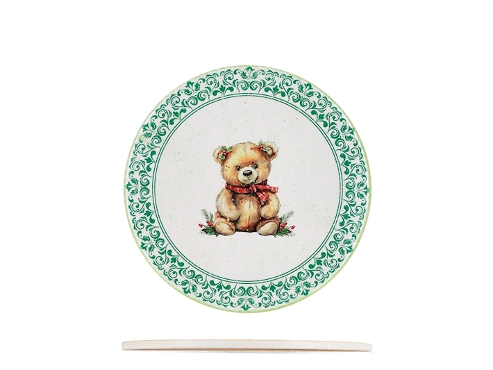 Sottopentola tonda in ceramica decorato Renna tra Alberi