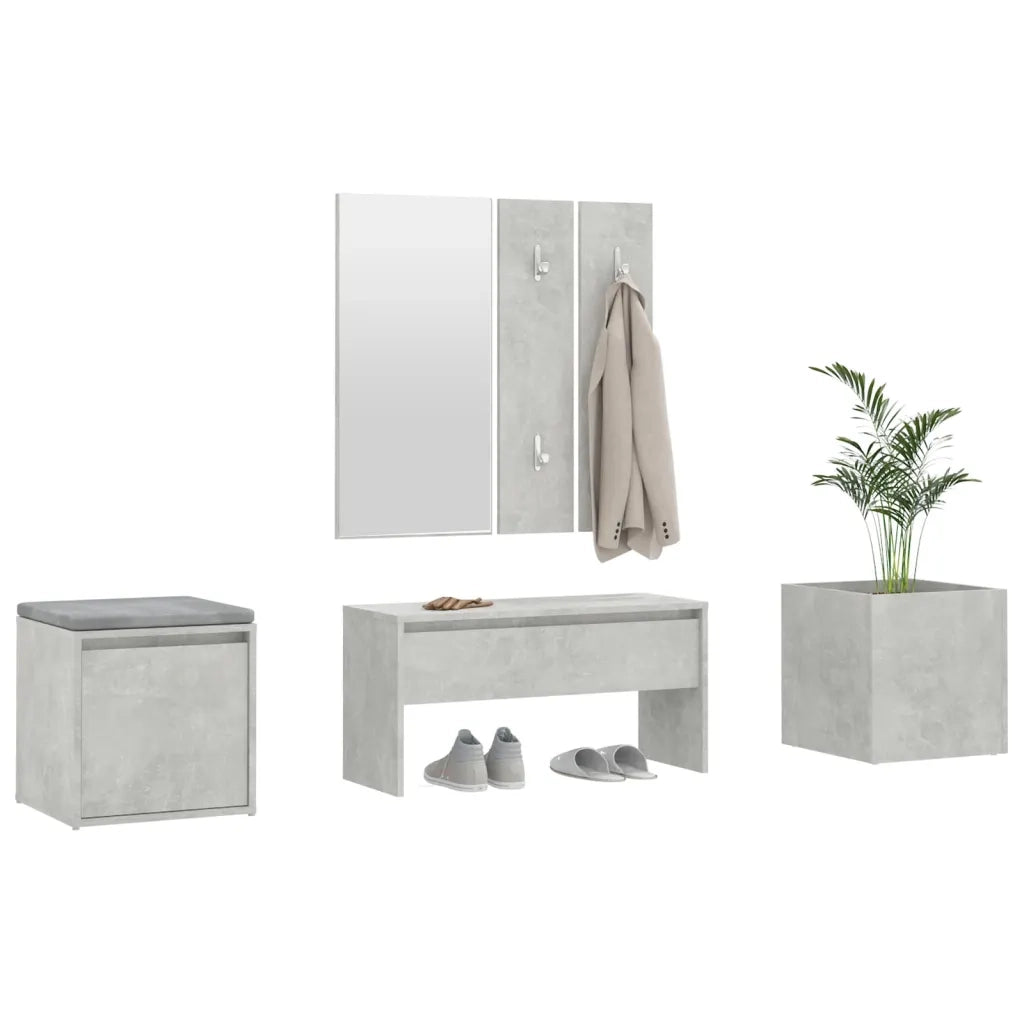 Set di Mobili da Corridoio Grigio Cemento in Legno Multistrato cod mxl 73559