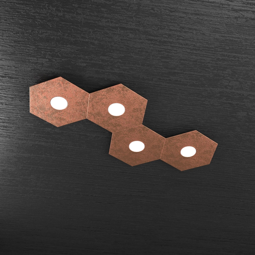 HEXAGON APPLIQUE-PLAFONIERA 4 LUCI FOGLIA RAME 1142-4L-FR