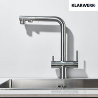 Felix | miscelatore estraibile 3 vie premium grigio titanio opaco | rubinetto da cucina a osmosi in acciaio inox| 360 gradi rotabile filtro 3 attacchi