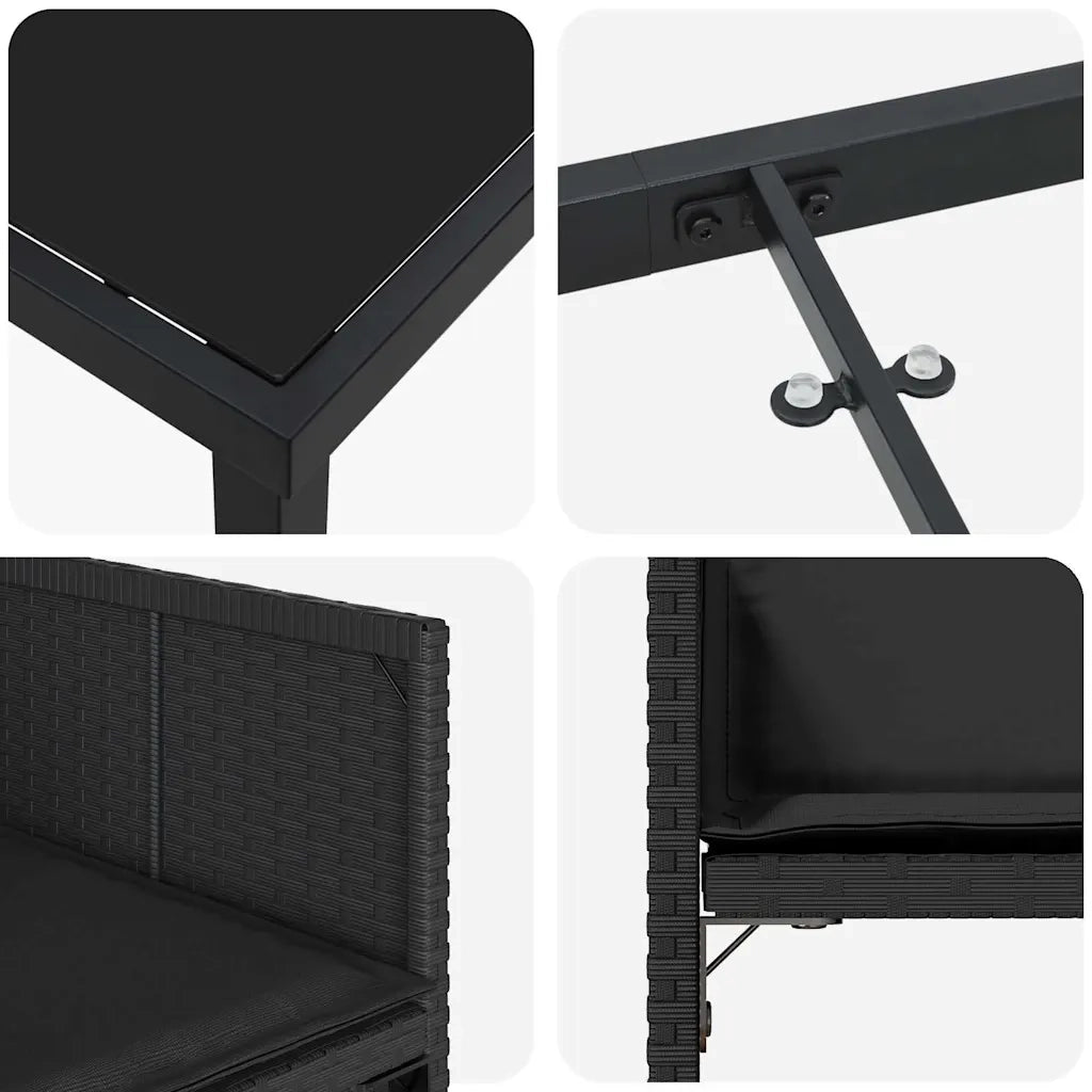 Set da Pranzo per Giardino 5 pcs Nero polyrattan 3380691
