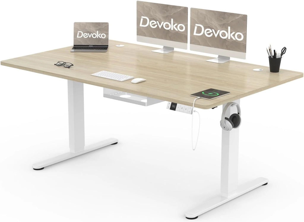 120 x 80 CM scrivania regolabile in altezza, scrivania da ufficio con quattro sezioni, scrivania per computer con funzione di memoria, Grigio