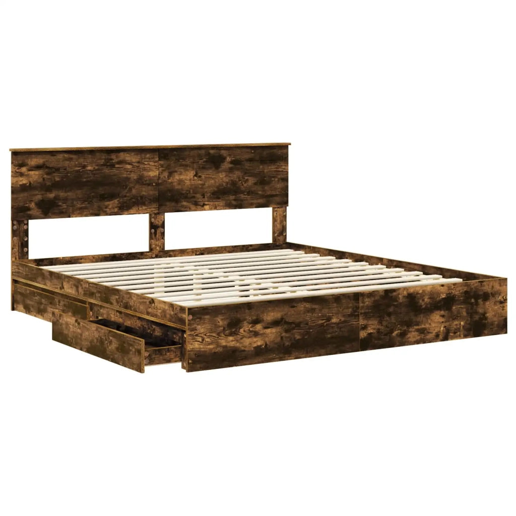 Letto con Contenitore con testiera Rovere fumé 180 x 200 cm
