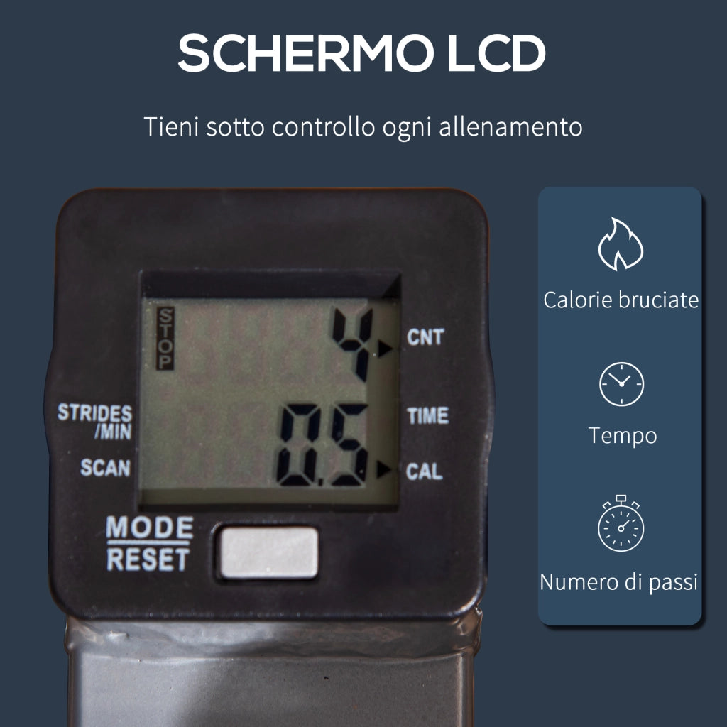 EasyComfort Stepper Fitness con Maniglia e Bande Elastiche, Stepper con Monitor LCD per Allenamento a Casa e Palestra, Argento