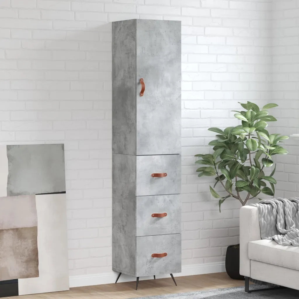 Credenza-Buffet-Armadio da cucina Grigio Cemento 34,5x34x180 cm in Legno Multistrato 210751