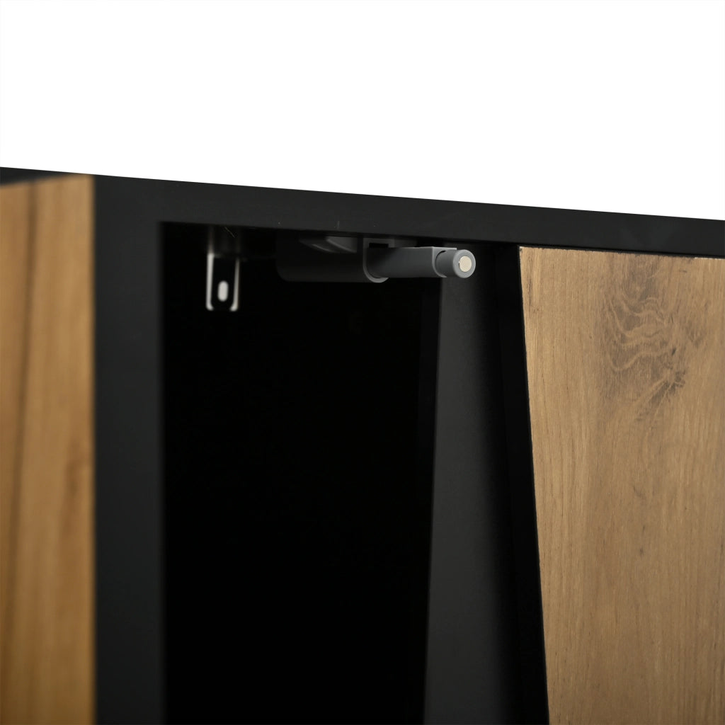 Sideboard con 2 ante e 3 cassetti 120x40x70 cm in MDF e truciolare naturale e nero
