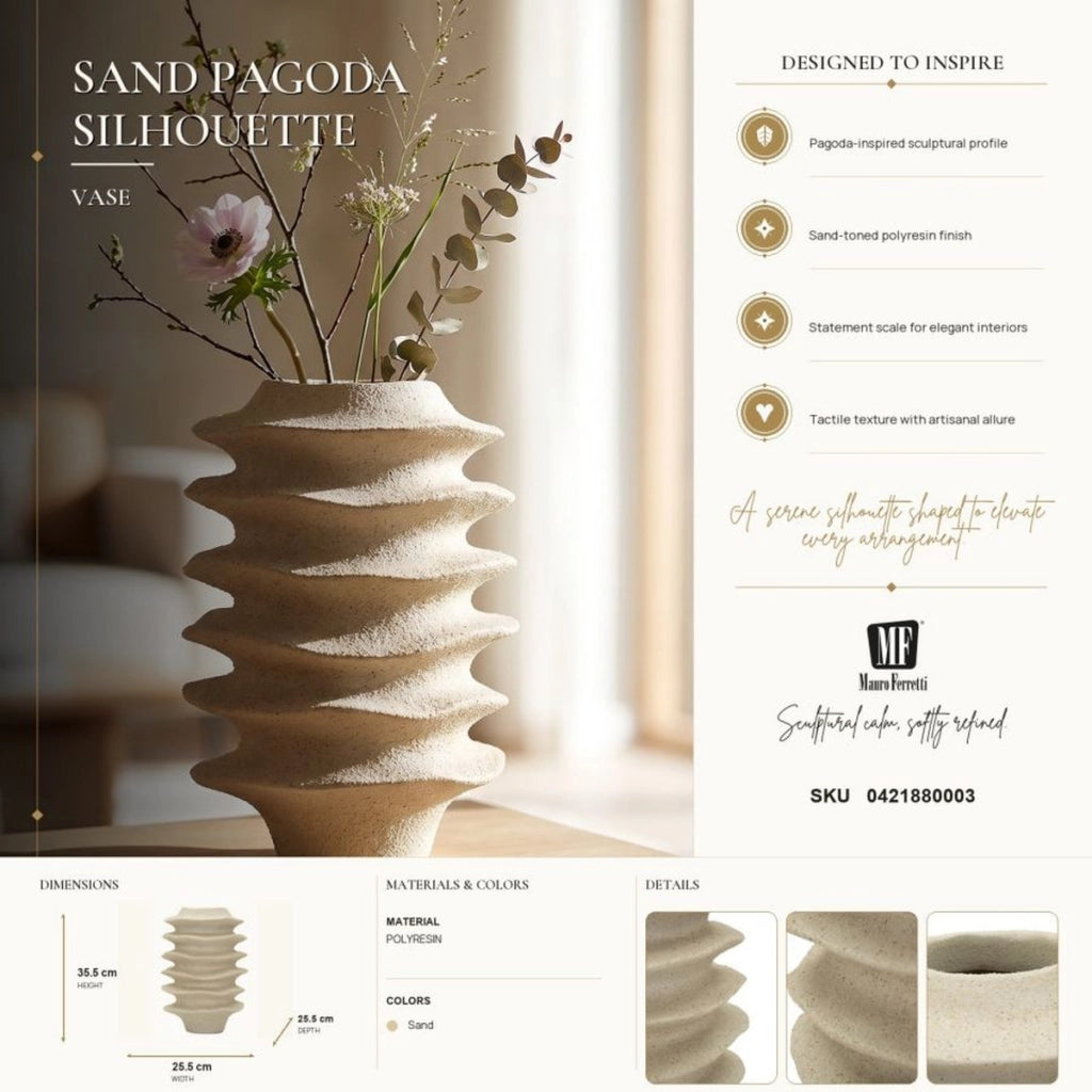 Vaso decorativo Japandi con motivo a fasce ondulate