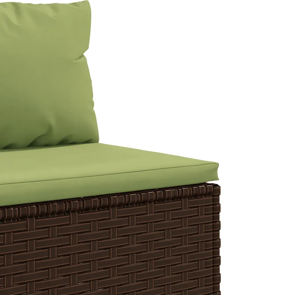 vidaXL Set Divano da Giardino 3 pz con Cuscini Marrone in Polyrattan