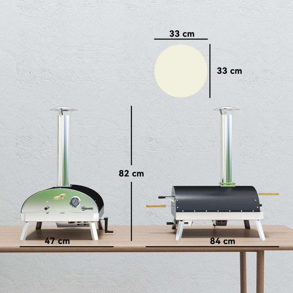 Forno Pizza Legno con Pietra Refrattaria ¨C Zephmum ¨C Grigio con Termometro e Vassoio Girevole
