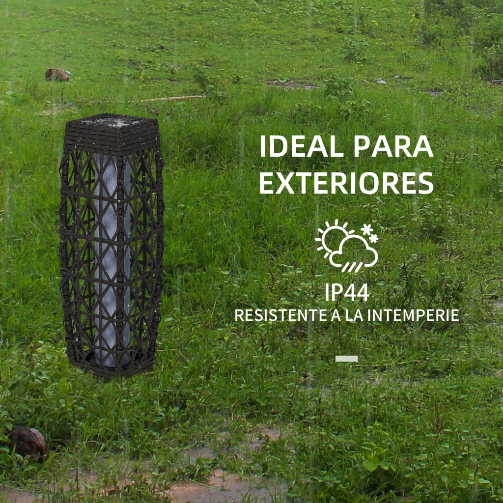 Lampada da Esterno in Rattan Sintetico con Luci LED ¨C zephmum ¨C Grigio 20x20x68 cm