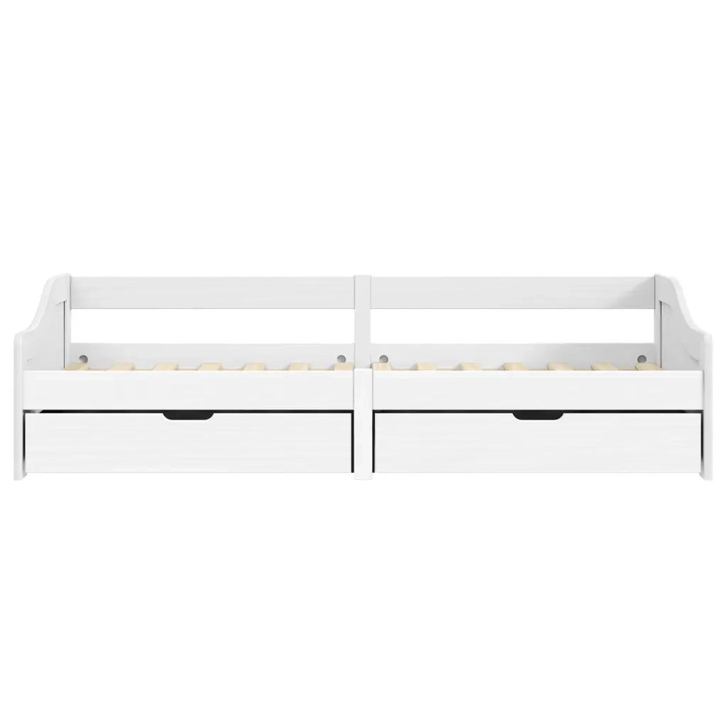 Dormeuse 2 Cassetti Bianca 90x200 cm Legno Massello Pino IRUN