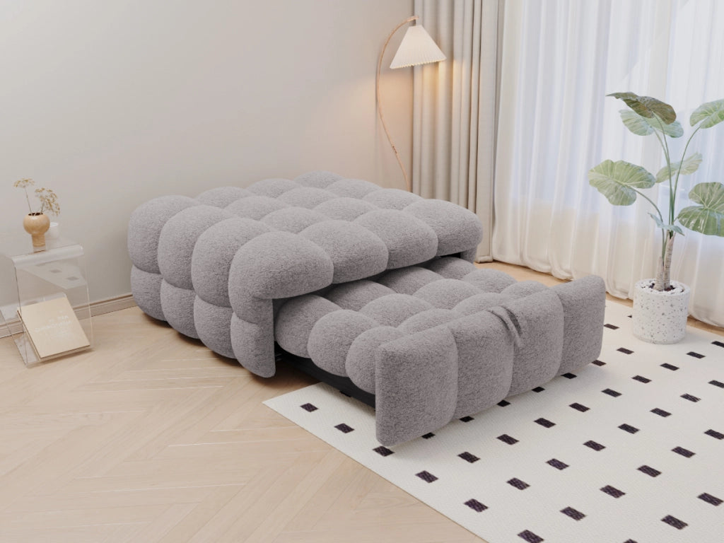 DESMIU Lit simple 183 × 76 cm 2 in 1, convertibile in divano, senza materasso, in Teddy, grigio