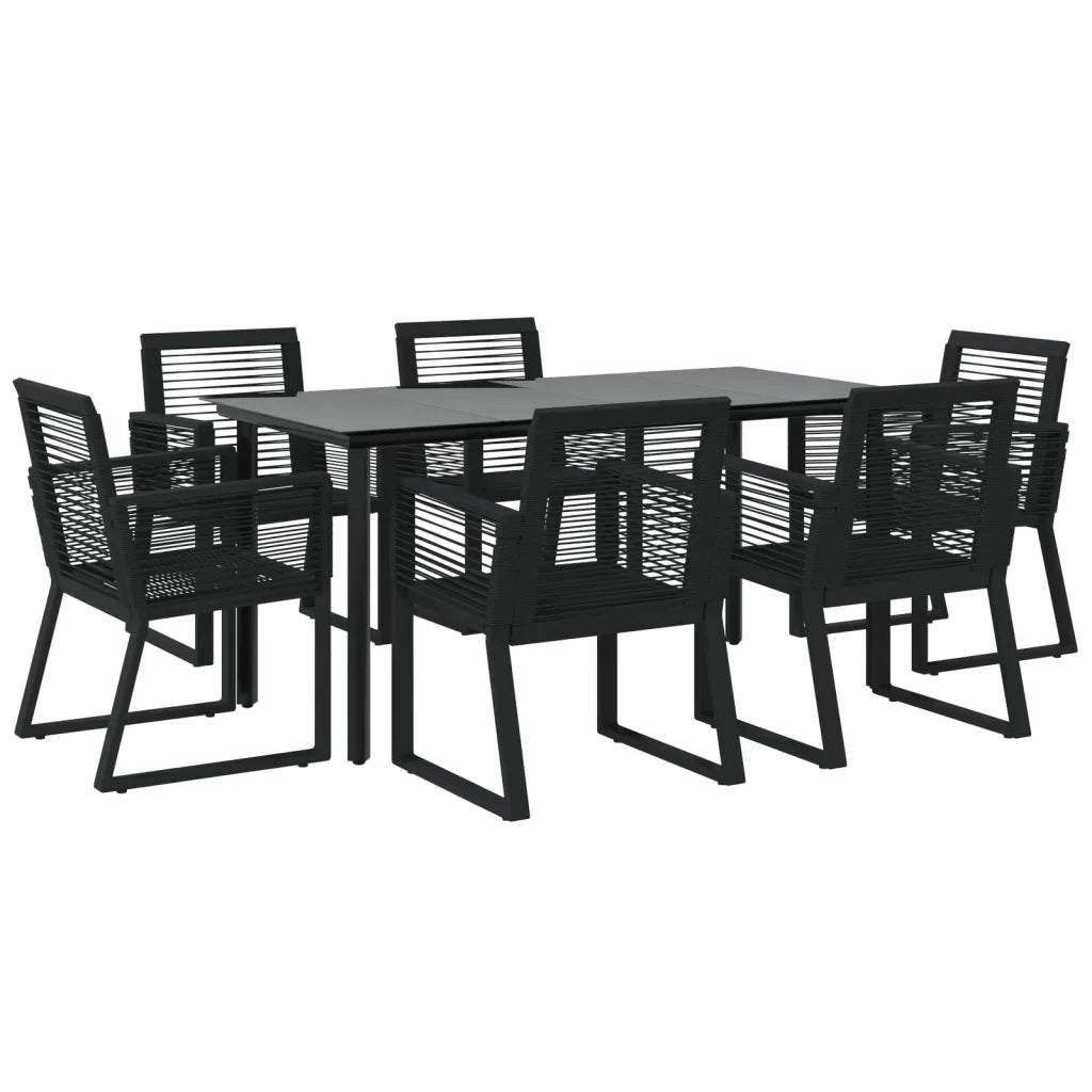 Set da Pranzo da Giardino 7 pz Nero in Rattan PVC cod mxl 44641