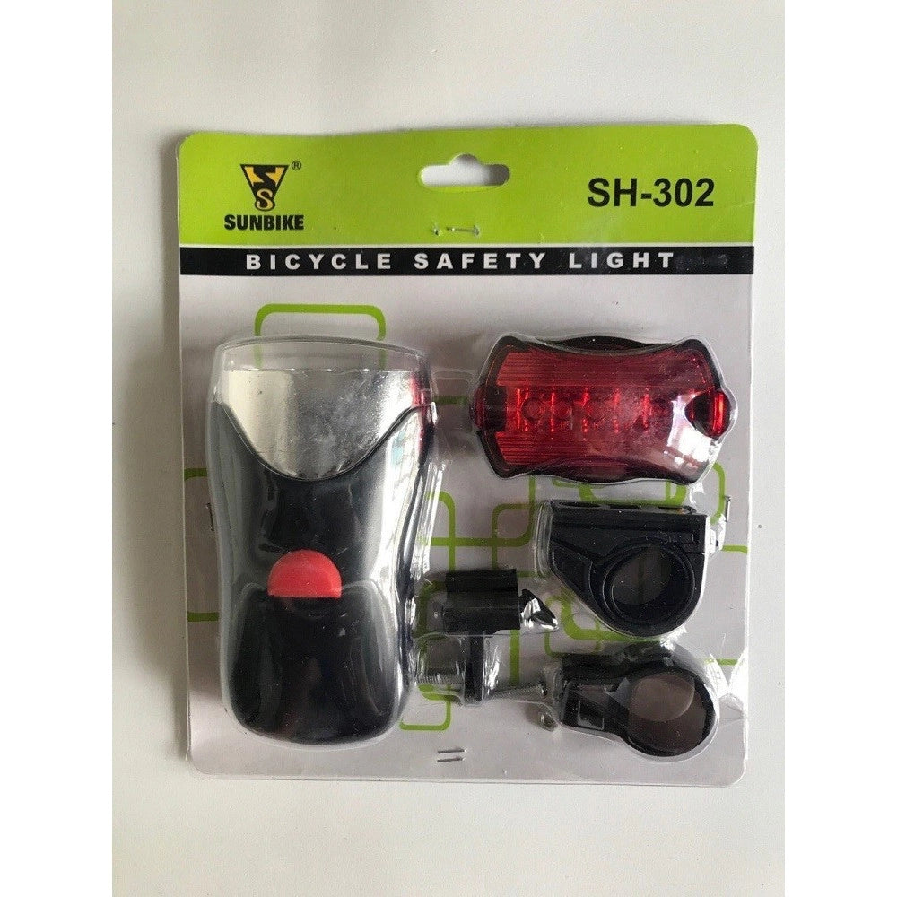 Trade Shop - Kit Luci Led Per Bici Faro Bicicletta Stop Luce Posteriore E Led Anteriore Nero -