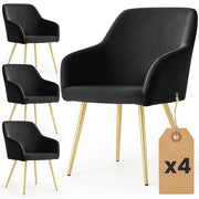 Set di 4 Sedie in velluto liscio ESTELLE Nero gambe oro
